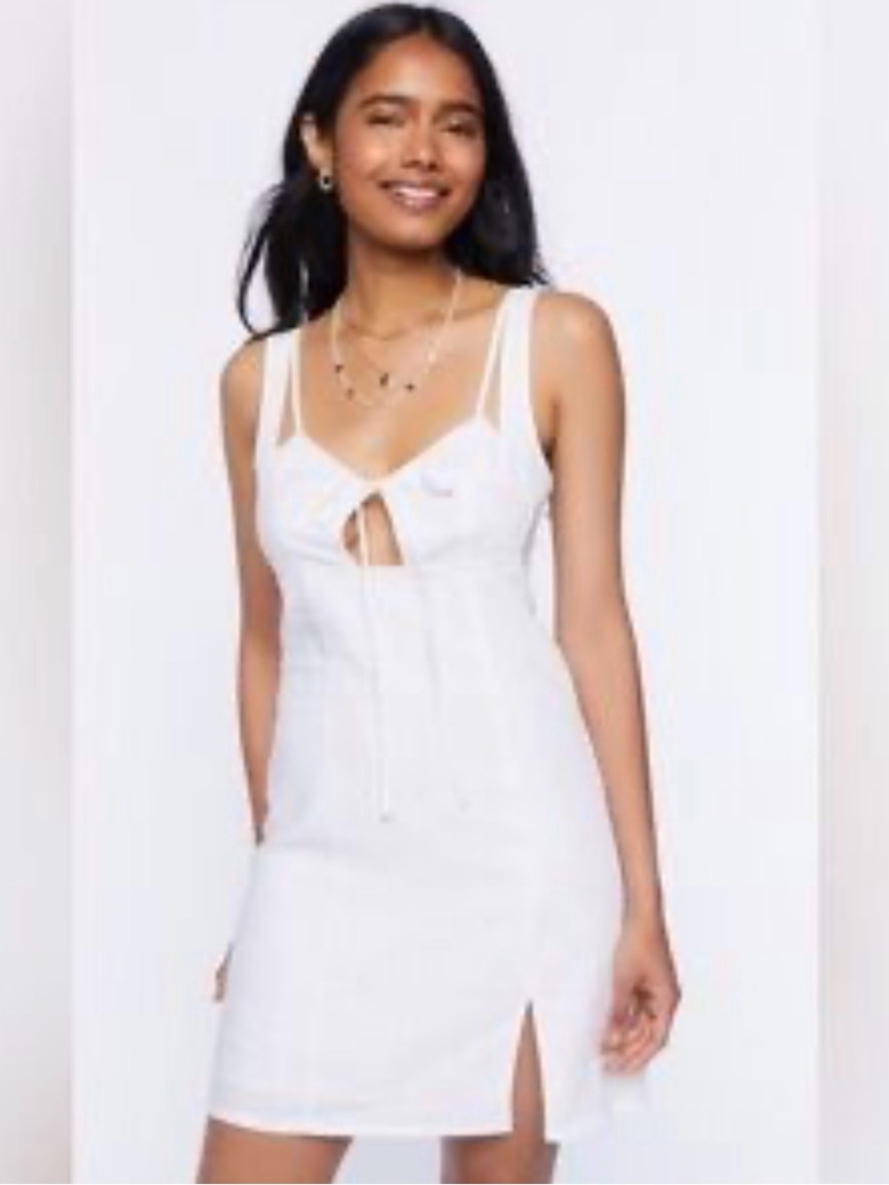 Forever 21 White Linen Tie-Front Mini Dress Size Medium New With Tags